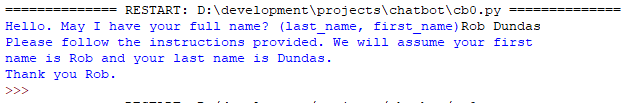 First chatbot run